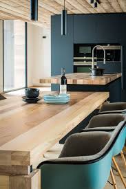 Cuisine Noir Bois Et Bleu Cuisine Moderne Cuisine Salle A Manger Cuisine Noire