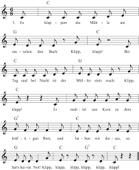 Es Klappert Die Muhle Am Rauschenden Bach Noten Liedtext Midi Akkorde