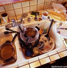 messy dirty kitchen sink