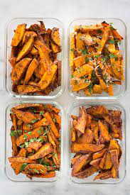 Sweet Potato Meal Prep Baked Sweet Potato Fries 4 Ways Recipe Sweet Potato Recipes Meal Prep Sweet Potatoes Stuffed Sweet Potato Healthy