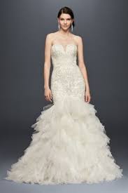 Embellished Mermaid Wedding Dress With Tulle Skirt David S Bridal Wedding Dresses Beaded Petite Wedding Dress Davids Bridal Wedding Dresses