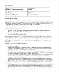 This assistant director job description template is optimized for posting on online job boards or careers pages and easy to customize for your company. Free 8 Sample Executive Assistant Job Description Templates In Pdf Ms Word
