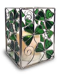 Rainbow business card holder pattern. Banberry Designs Shamrock Candle Holder With A Led Candle Stained Glass Shamrocks And A Flameless Candle Irish Candle Holder Buy Online In Gambia At Gambia Desertcart Com Productid 5667039