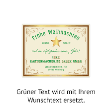 Firmen Weihnachtskarten Flaschenetikett Sekt Klein