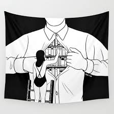Black And White Pop Art Line Drawing Read All About You Wall Tapestry Drawing Digital Ink Pen Black White Illustration Surrealism Black White P Sketches Illustration Drawing Illustrations