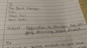 Write a letter to complaining bank manager that bank has sent you wrong statement of deposit account, requesting him to send you correct bank statemen. Letter To Bank Manager For The Requisition Order To Pre Close Of Rd Account Youtube
