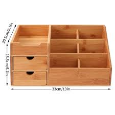 Homode Bamboo Makeup Organizer Cosmetic Storage Display Box With Drawer For Bathroom Bedroom Desktop Wooden Bru Wooden Storage Boxes Diy Desktop Wooden Storage