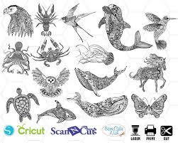 Download Zentangle Animals Svg Dolphon Zentangle Svg Turtle Zentangle Etsy