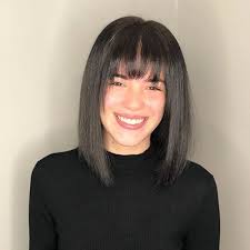 Micro fringes work well with glasses but if you have a fuller face shape you might want to consider a soft wispy fringe or side fringe hairstyles. Best Populer Blunt Bob With Bangs Pictures Fashion 2d Choppy Bob Hairstyles Blunt Bob With Bangs Long Blunt Bob