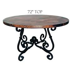 Finch alfred round solid wood rustic dining table for farmhouse kitchen room decor, wooden trestle pedestal base, 47 wide circular tabletop, distressed beige. French Dining Table 72in Diameter Copper Top Timeless Wrought Iron