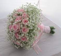 Gypsophila Handtied Bouquet With Pink Rose Inserts Gypsophila Wedding Bouquet Bridal Bouquet Flowers Wedding Bouquet Ribbon
