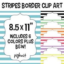 Stripes Border Frame Clip Art 8 5x11 Download Comes In 6 Colors Plus B W Clip Art Digital Paper Clip Art Borders