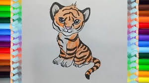 How To Draw A Cute Cartoon Tiger Step By Step Easy With This How To Video And Step By Step Drawing Instruction Tiger Drawing Cute Animal Drawings Cute Drawings
