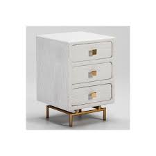 Natural variations in the marble make each piece subtly unique. Bedside Table 3 Drawers 42x40x60 Metal Golden Wood White