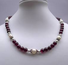 Garnet And Pearl Necklace Necklace Pearls Beaded Necklace
