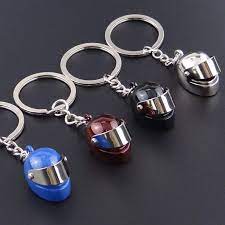 Cute Mini Motorcycle Helmet Keychain Keyring Metal Key Chain Stainless Steel Chain Ring Holer Chaveiro Pendant Gadgets Keychain Motorbike Accessories Key Rings