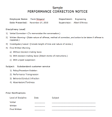 Sample Performance Correction Notice To Solve Workplace Problems