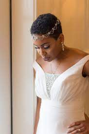 Natural And Short With Dainty Headpiece Natural Hair Bride Short Wedding Hair Short Hair Bride