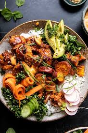 Sheet Pan Korean Chicken Bowl With Sweet Potatoes And Yum Yum Sauce Half Baked Harvest Recipe Half Baked Harvest Recipes Yum Yum Sauce Recipes