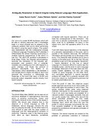 PDF) Ambiguity Resolution in Search Engine Using Natural Language Web  Application