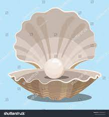 Cartoon Seashell With A Pearl Seashell Vector Illustration Of A Clam Drawing For Children Pearl Seashe Seashell Cartoon Pearl Illustration Cartoon Seashells