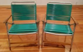 Pair Vintage Telescope Teal Green Folding Aluminum Vinyl Tube Wood Lawn Chair 2 Lawn Chairs Chair Garden Furniture Sets