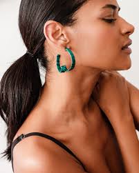 Green Snakeskin Pattern Hoop Earring, Oversize Jewelry, Loop Twist Swirl  Statement Earring, Bohemian Jewelry, Fashion Jewelry Gift for Women