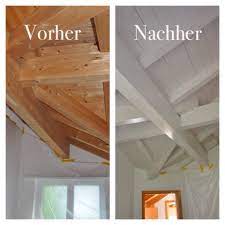 Holzdecke selbst streichen schritt fur schritt heimwerker de. Wooden Ceiling White Painting Before After After Before Ceiling Painting White Wooden Holzdecke Streichen Holzdecke Haus Streichen