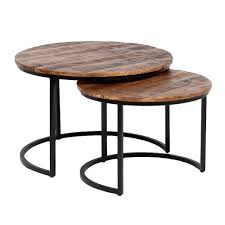 Beistelltisch set im stilsicheren und klaren look. 2 Tlg Couchtisch Set Duett Schwarz Ca D75 60cm Mangoholz Lebenswohnart