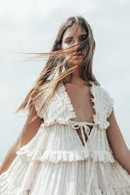 Innika Choo Cotton Broderie Ruffle Frill Maxi Iva Biigdres Cream Boho Dresses Long Fashion Style