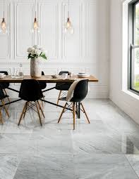 Carrara A Luxury White Marble Shown In A Large Format 61x61cm Size This Tile In 2020 Dining Room Floor Marble Flooring Design White Marble Floor