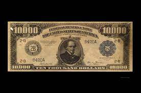 The highest real denomination of us currency is $10,000, but this bill has not been printed since 1940s. 10000 Dollar Us Currency Bill Photograph By Thomas Woolworth