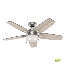 Target/home/home decor/lamps & lighting/lighted ceiling fans : Hunter Antero 46 In Led Indoor Brushed Nickel Ceiling Fan With Light 59212 The Home Depot