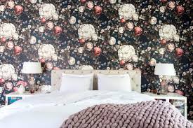 This bedroom takes a chance on dramatic wallpaper — and succeeds with flying colors. 30 Beautiful Wallpapered Bedrooms