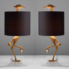 Pair Ibis Crane Table Lamp Set Stork Black Gold Living Room Office Bedroom Light Unbranded Black And Gold Living Room Gold Living Room Table Lamps Living Room