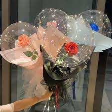 Balloons with lights and flowers inside. Birthday Balloons Bangalore Maca Balloon Garland Buy Balloon Bouquet Bangalore Balloon Bouquet Delivery Online Bangalore