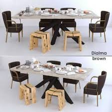 Dialma Brown Set Table Chair 3dsmax 3dmodel 305 Dining Table Setting Table Brown Furniture