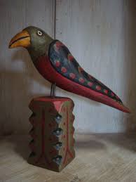 Black Winged Green Bird 11 14 Private Collection Folk Art Bird Sculpture American Folk Art