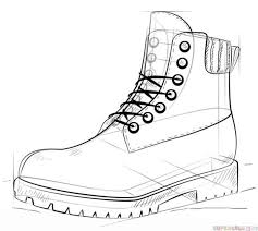 How To Draw A Hiking Boot Step By Step Drawing Tutorials For Kids And Beginners Draw Boots Fashion Drawing Tutorial Shoes Drawing