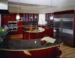 Another way to reduce that hallway feeling is to break up your materials. Modern Kitchen Design Gallery With Red Elegant Chair Incredible Furniture