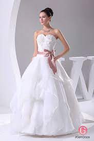 259 90 Sweetheart Ballgown Ruffled Wedding Dress White With Pink Sash Oph1045 260 9 Gemgrace Com A Line Wedding Dress Wedding Dresses Lace Wedding Dresses