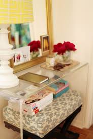 Entry Lucite Console With Ottoman Underneath Pair Of Lamps Cool Mirror Home Decor Inspiration Decor Home Decor