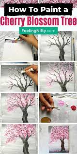 Painting A Cherry Blossom Tree With Acrylics And Cotton Swabs Cherry Blossom Art Cherry Blossom Painting Blossoms Art