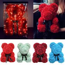 Teddy bear and flowers gift. 23 25 40cm Rose Teddy Bear Flower Gift For Girlfriend Birthday Wedding Zha Wish