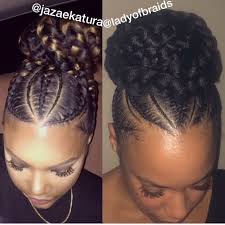 Cute Goddess Braids Into A Bun Updo Hairstyle Feedin Braids Feeder Cornrows Protective Hair Natural Hair Styles African Braids Hairstyles Goddess Braids