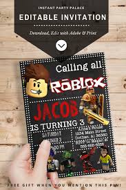 Editable Template Birthday Invitation Card Template Free Download Diy Roblox Invitation Instantl Download And Editable Text No Waiting On Designs And Proofs Pe Party Invite Template 6th Birthday Parties Kids Birthday Themes