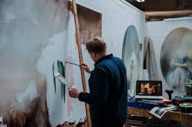With his oil paintings, he seeks to mix classical and contemporary influences in his paintings. Jake Wood Evans Studio Shot April 2019 Credit Unit London Lucy Emms 3 Hastings Independent Press