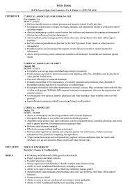 clerical associate resume samples