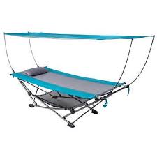 Folding Hammock With Removable Canopy 600d Polyester Fabric Steel Frame Supports Up To 250 Lbs Wheeled Carr Folding Hammock Hammock With Canopy Outdoor Hammock