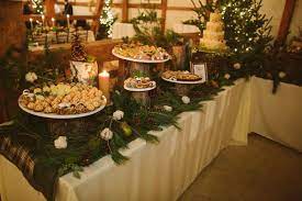 Outdoorsy Glam Pennsylvania Wedding Ruffled Rustic Wedding Foods Wedding Food Table Rustic Winter Wedding